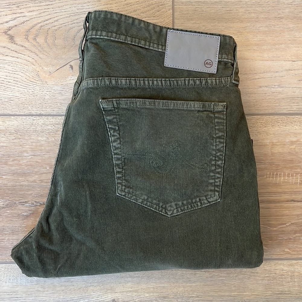 AG Adriano Goldschmied Green Corduroy Pants